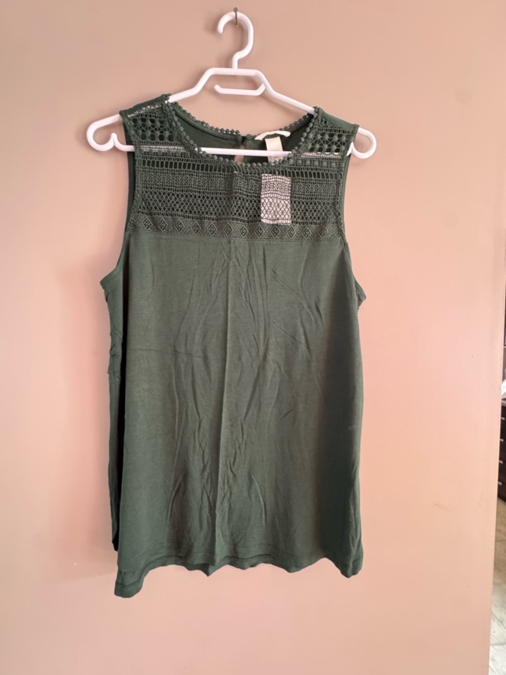 NEW NWT - H&M Green Crochet Yoke Tank
